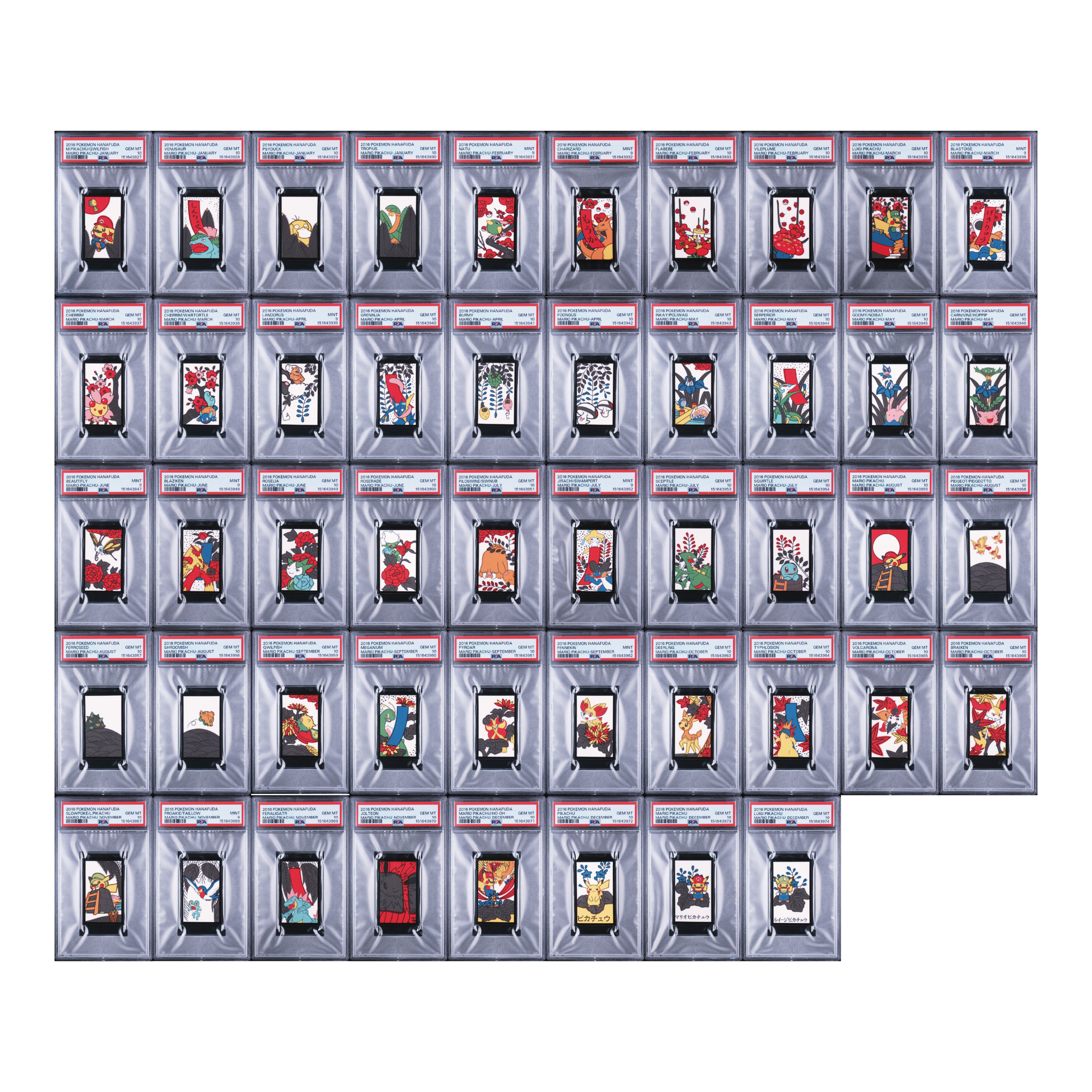 Pokemon Mario Pikachu Hanafuda Master Set PSA 9-10 Complete 48 Card Set ③