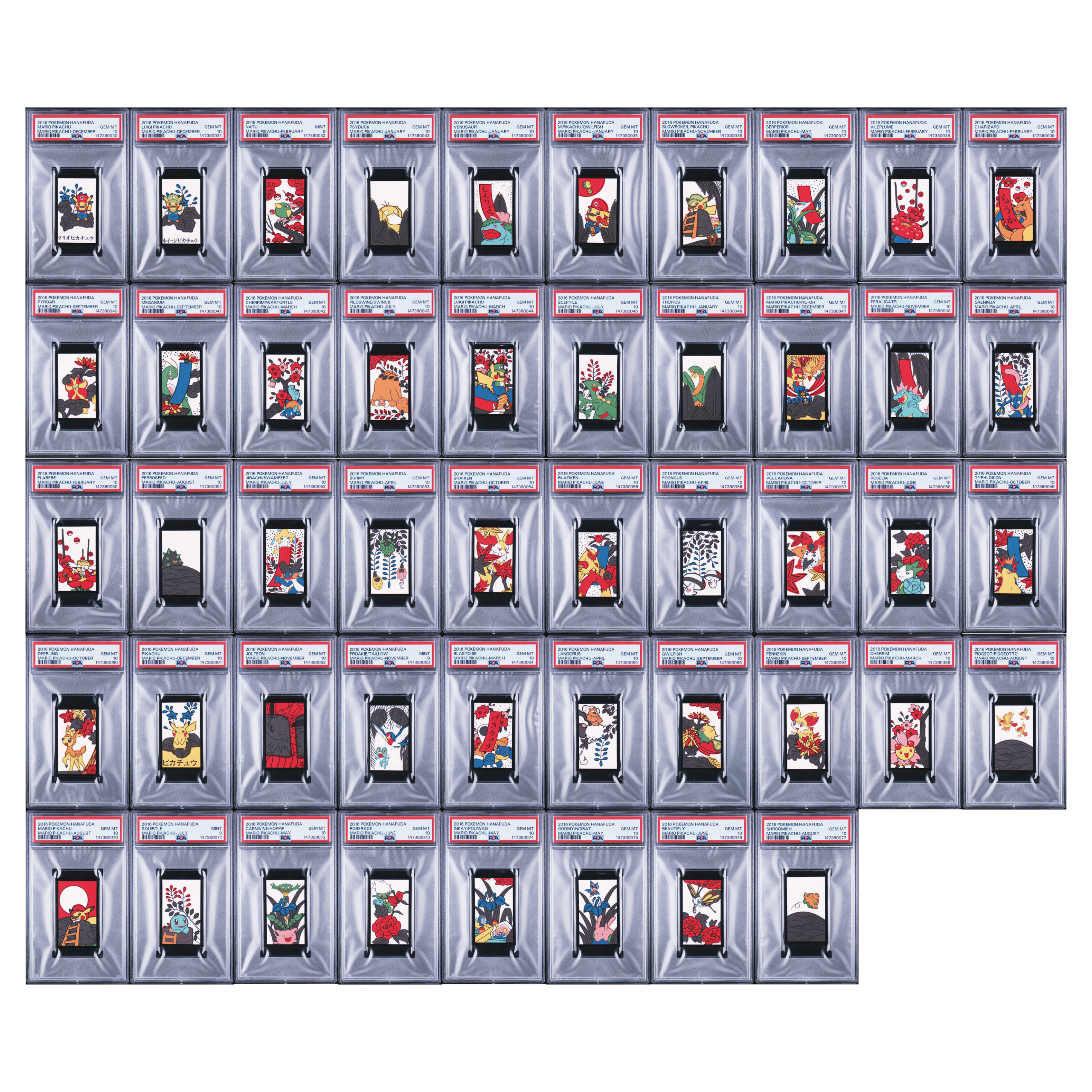 Pokemon Mario Pikachu Hanafuda Master Set PSA 9-10 Complete 48 Card Set